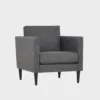 Nojatuoli-TUOHI-76x86-das52darkgrey-wenge-Finsoffat Tummanharmaa nojatuoli mustilla puujaloilla.