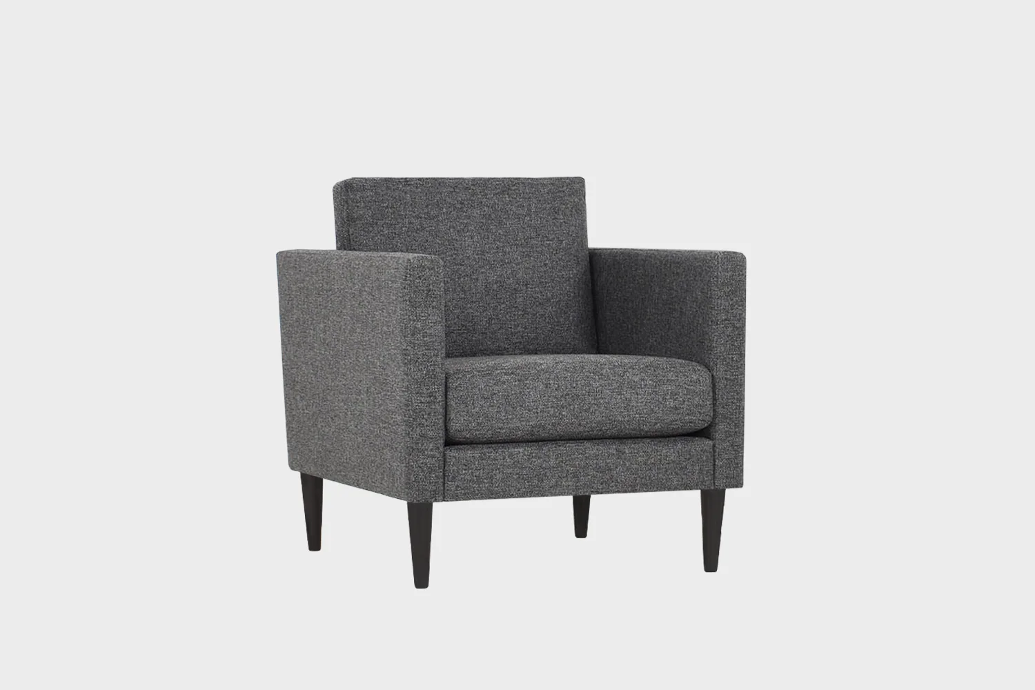Nojatuoli-TUOHI-76x86-das52darkgrey-wenge-Finsoffat Tummanharmaa nojatuoli mustilla puujaloilla.