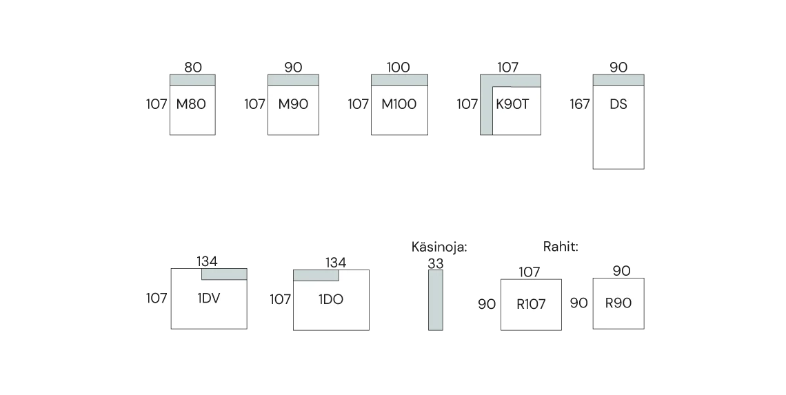 Boho-sohvan modulipalat.